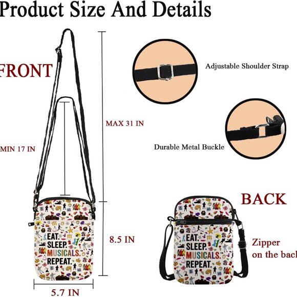 Stylish Adjustable Crossbody Bag - Musicals Inspired Fashion for Every Occasion - Picture 2 of 7